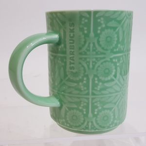 Starbucks Coffee Mug Cup 2017 Jade Green Floral